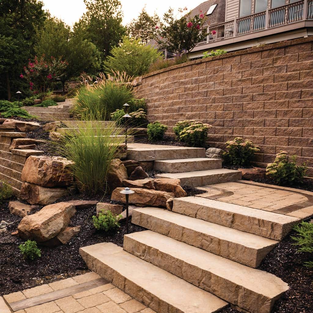 Natural cut stone steps